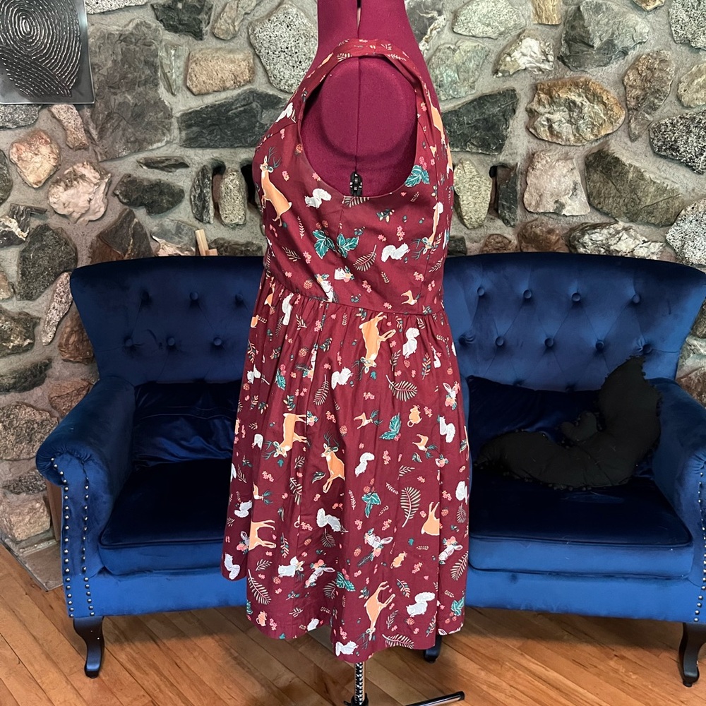 ModCloth fit and flare xl woodland creature dress - Picture 2 of 4